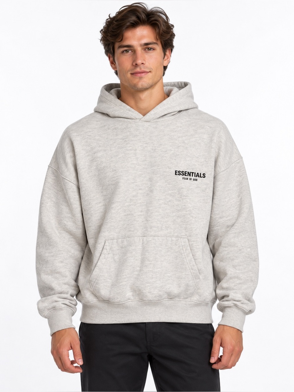 Fear of God Essentials Hoodie Small Heather Gray Pullover Fleece Sweatshirt